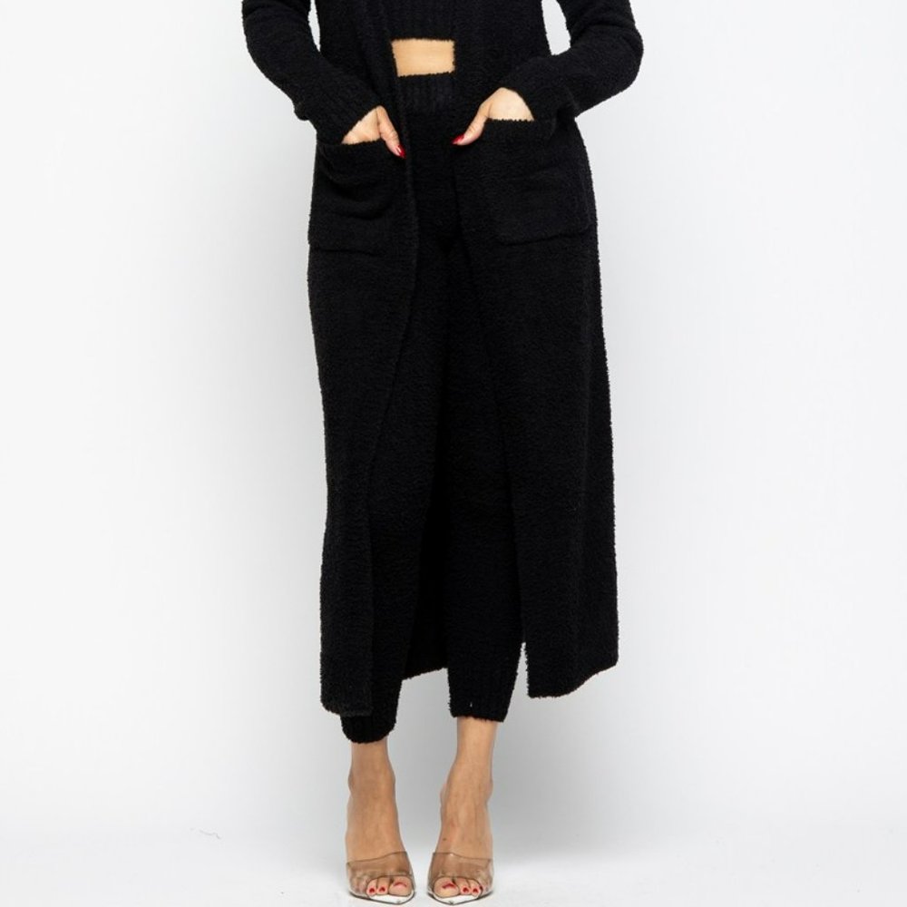 3PC Teddy Bear Lounge set Long sleeve cardigan cropped tank leggings - Picture 4 of 7